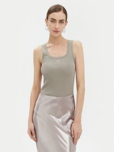 PINKO Top Calcolatore 100807 Szary Regular Fit. Szare topy Pinko, l, bez wzorów, z bawełny, bez kołnierzyka, bez ramiączek. Za 199,99 zł.