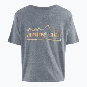Koszulka damska Patagonia Unity Fitz Easy Cut Responsibili. Szare bluzki Patagonia, bez wzorów, sportowe, bez kołnierzyka, bez ramiączek. Za 169,99 zł.