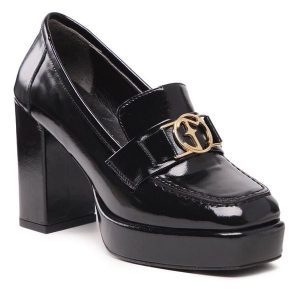 Półbuty Eva Minge. Czarne czółenka Eva Minge, bez wzorów, bez obcasa, na obcasie, bez zapięcia. Za 329,99 zł.