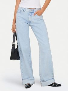 ONLY Jeansy Ella 15368955 Błękitny Wide Leg. Niebieskie jeansy ONLY, bez wzorów, z bawełny. Za 169,99 zł.