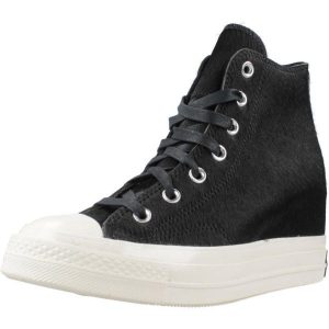Buty CONVERSE CHUCK TAYLOR ALL STAR 70 WEDGE Czarny. Czarne trampki Converse, bez wzorów, ze skóry, bez zapięcia. Za 521,99 zł.