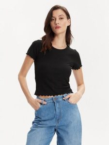 ONLY T-Shirt Emma 15201206 Czarny Regular Fit. Czarne t-shirty ONLY, l, bez wzorów, z syntetyku, bez kołnierzyka, bez ramiączek. Za 69,99 zł.