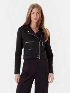 Morgan Kurtka z imitacji skóry 241-GOUSMI Czarny Regular Fit. Czarne kurtki Morgan, bez wzorów, ze skóry, bez kaptura. Za 299,99 zł.
