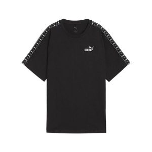 Damska koszulka ESS TAPE o luźnym kroju PUMA Black. Czarne koszulki sportowe Puma, bez wzorów, bez ramiączek. W wyprzedaży za 69,00 zł.