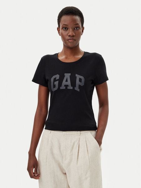 Gap T-Shirt 729555-06 Czarny Regular Fit. Czarne t-shirty GAP, xs, bez wzorów, z bawełny, bez kołnierzyka, bez ramiączek. Za 69,99 zł.