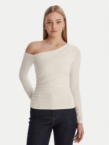 Guess Bluzka W6RP02 KC1J2 Écru Regular Fit. Bluzki Guess, xs, z aplikacjami, z wiskozy, bez kołnierzyka, bez ramiączek. Za 299,99 zł.