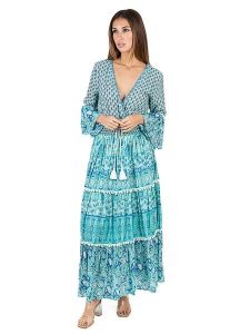 Isla Bonita by SIGRIS Sukienka w kolorze turkusowym rozmiar: XL. Niebieskie sukienki Isla Bonita by SIGRIS, na co dzień, xl, bez wzorów, z bawełny, bez kołnierzyka, bez ramiączek, maxi, proste. Za 149,31 zł.