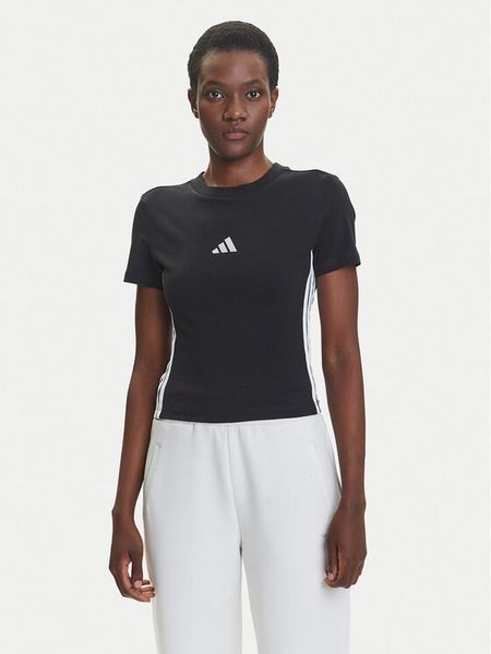 Adidas T-Shirt Essentials 3-Stripes JC8325 Czarny Slim Fit. Czarne t-shirty ADIDAS, xl, bez wzorów, z bawełny, bez kołnierzyka, bez ramiączek. Za 108,99 zł.