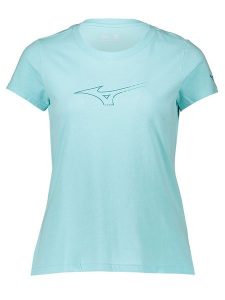 Mizuno Koszulka "Athletic" w kolorze turkusowym rozmiar: S. Niebieskie bluzki Mizuno, s, bez wzorów, bez kołnierzyka, bez ramiączek. Za 83,45 zł.