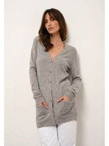 Just Cashmere Kaszmirowy kardigan w kolorze szarym rozmiar: S. Szare kardigany Just Cashmere, z kaszmiru. Za 272,31 zł.