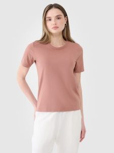 4F T-shirt regular gładki damski - brązowy S. Brązowe t-shirty 4f, s, bez wzorów, z bawełny, bez kołnierzyka, bez ramiączek. Za 29,99 zł.