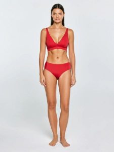 Dół od kostiumu kąpielowego czerwony Morrasa 603. Czerwone bikini Big Star, bez wzorów, z materiału. Za 79,99 zł.