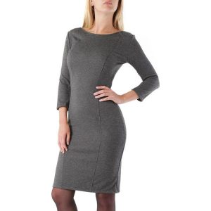 Sukienka w kolorze szarym. Szare sukienki marki Sexy Woman, z okrągłym kołnierzem. W wyprzedaży za 99,95 zł.
