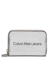 Calvin Klein Jeans Portfel Sculpted Med Zip Around Mono S K60K611863 Srebrny. Szare portfele Calvin Klein Jeans, bez wzorów, z jeansu. Za 289,99 zł.