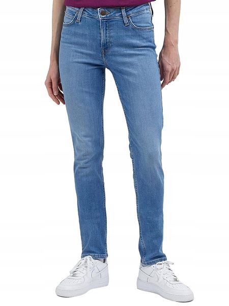 Lee Dżinsy - Skinny fit - w kolorze niebieskim rozmiar: W27/L31. Niebieskie jeansy Lee, z aplikacjami, z podwyższonym stanem. Za 223,95 zł.