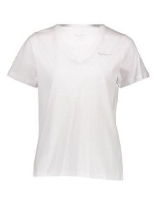Pepe Jeans Koszulka w kolorze białym rozmiar: M. Białe bluzki Pepe Jeans, m, bez wzorów, z bawełny, bez kołnierzyka, bez ramiączek. Za 83,42 zł.