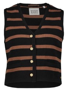 Scotch & Soda Kamizelka w kolorze czarno-jasnobrązowym rozmiar: M. Czarne kamizelki Scotch & Soda, m, bez wzorów, bez kołnierzyka, bez ramiączek, bez kaptura. Za 143,99 zł.