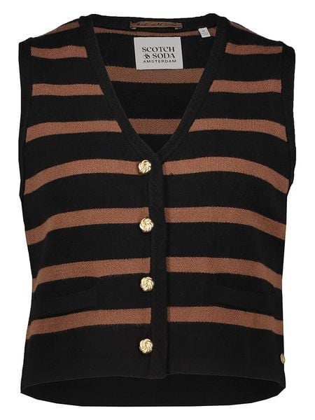 Scotch & Soda Kamizelka w kolorze czarno-jasnobrązowym rozmiar: S. Brązowe kamizelki Scotch & Soda, s, bez wzorów, bez kołnierzyka, bez ramiączek, bez kaptura. Za 170,07 zł.
