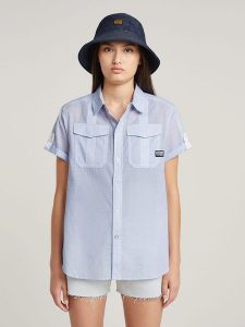 G-Star Koszula w kolorze błękitnym rozmiar: L. Niebieskie koszule G-Star, l, bez wzorów, z bawełny, bez kołnierzyka, bez ramiączek. Za 152,99 zł.