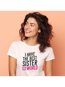 WOOOP Koszulka "I have the best sister in the world" w kolorze białym rozmiar: S. Białe bluzki Wooop, s, bez wzorów, bez kołnierzyka, bez ramiączek. Za 61,46 zł.