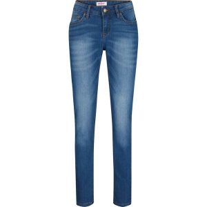 Dżinsy ze stretchem SKINNY, mid waist. Niebieskie jeansy bonprix, bez wzorów, z jeansu. Za 77,99 zł.