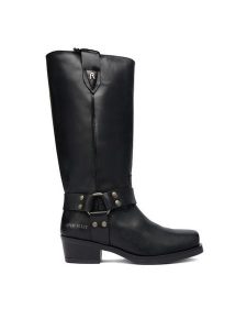 REPLAY Kozaki GWN88 .000.C0001L Czarny. Czarne kozaki Replay, bez wzorów, ze skóry, bez obcasa, na płaskiej podeszwie, bez zapięcia. Za 799,99 zł.