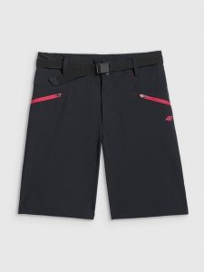 4F Spodenki trekkingowe szybkoschnące damskie - czarne XS. Czarne szorty 4f, bez wzorów, ze skóry, wizytowe, z podwyższonym stanem. Za 179,99 zł.