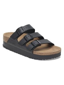 Birkenstock Klapki "Florida" w kolorze czarnym rozmiar: 36. Czarne klapki Birkenstock, bez wzorów, z otwartym noskiem, bez obcasa. Za 318,37 zł.