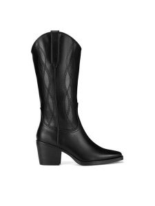 Jenny Fairy Kowbojki WYL3203-7 Czarny. Czarne buty zimowe Jenny Fairy, z materiału, bez obcasa, na słupku, bez zapięcia. Za 229,99 zł.