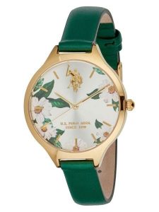 U.S. Polo Assn. Zegarek kwarcowy w kolorze złoto-ciemnozielono-białym rozmiar: onesize. Zielone, analogowe zegarki U.S. Polo Assn. Za 173,99 zł.