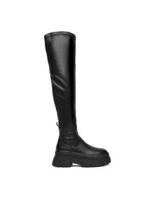 DeeZee Kozaki 60165-3 Czarny. Czarne kozaki DeeZee, bez wzorów, z materiału, bez obcasa, na płaskiej podeszwie, bez zapięcia. Za 239,99 zł.