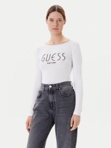 Guess Body W5YP05 K68D2 Biały Slim Fit. Białe body i gorsety Guess, z aplikacjami, z wiskozy. Za 139,99 zł.