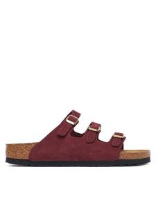 Birkenstock Klapki Florida 1033172 Bordowy. Czerwone klapki Birkenstock, bez wzorów, z nubiku, bez obcasa. Za 496,99 zł.