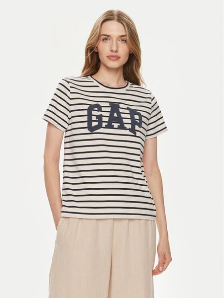 Gap T-Shirt 871061-00 Beżowy Regular Fit. Brązowe t-shirty GAP, s, bez wzorów, z bawełny, bez kołnierzyka, bez ramiączek. Za 79,99 zł.