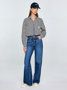 BIG STAR Koszula "Tina" w kolorze granatowym rozmiar: M. Niebieskie koszule Big Star, m, bez wzorów, z bawełny, bez kołnierzyka, bez ramiączek. Za 124,99 zł.