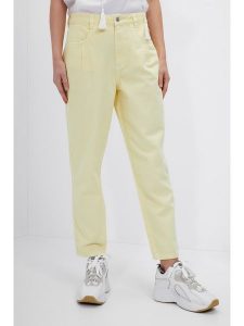 Josephine & Co Spodnie "Maas" w kolorze żółtym rozmiar: 36. Żółte spodnie z wysokim stanem Josephine & Co, bez wzorów, z bawełny, z podwyższonym stanem. Za 154,43 zł.