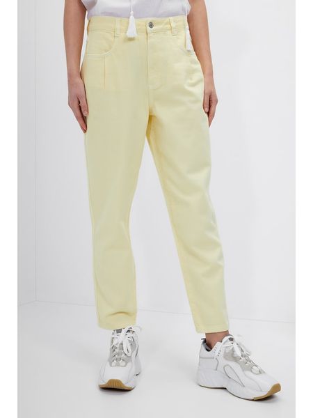 Josephine & Co Spodnie "Maas" w kolorze żółtym rozmiar: 36. Żółte spodnie z wysokim stanem Josephine & Co, bez wzorów, z bawełny, z podwyższonym stanem. Za 154,43 zł.