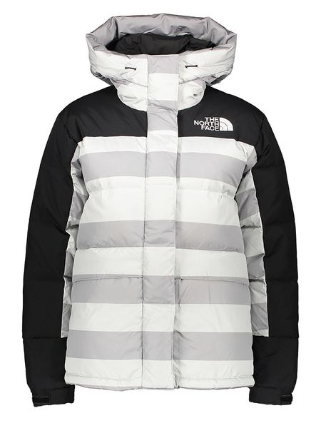 The North Face Kurtka puchowa "Himalayan" w kolorze biało-szaro-czarnym rozmiar: L. Białe kurtki The North Face, l, bez wzorów, z puchu, bez kaptura. Za 503,95 zł.