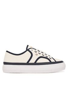 Tommy Hilfiger Tenisówki Platform Vulc Piping FW0FW09394 Biały. Białe trampki TOMMY HILFIGER, bez wzorów, z materiału, bez zapięcia. Za 409,99 zł.