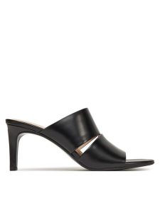 Calvin Klein Klapki Heel Mule 70 - Lth 2 Straps HW0HW02460 Czarny. Czarne klapki Calvin Klein, bez wzorów, ze skóry, bez obcasa. Za 409,99 zł.