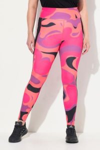 Damskie Legginsy sportowe szybkoschnące wysoki stan z recyklingu. Czerwone legginsy Ulla Popken, bez wzorów, z elastanu, z podwyższonym stanem. Za 239,99 zł.
