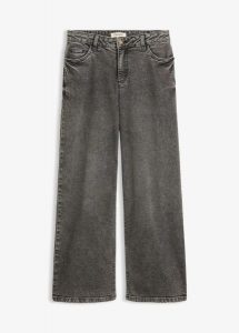 Jeansy wide leg, średni stan. Szare jeansy bonprix, bez wzorów, z jeansu. Za 129,99 zł.