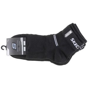 Skarpetki sportowe dla dorosłych 5PPK Wm Mesh Ventilation Quarter Socks. Czarne skarpetki Skechers, bez wzorów, z bawełny. Za 49,99 zł.