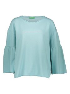 Benetton Bluza w kolorze miętowym rozmiar: S. Zielone bluzy Benetton, s, bez wzorów, z bawełny, bez kaptura. Za 70,24 zł.