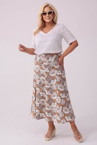 Lniana spódnica o długości MAXI PLUS SIZE OVERSIZE XXL. Spódnice Moda Size Plus Iwanek, na co dzień, plus size, bez wzorów, ze lnu, eleganckie, plus size, maxi. W wyprzedaży za 69,90 zł.