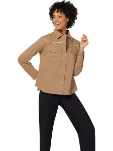 WITT WEIDEN Bluzka dżinsowa w kolorze jasnobrązowym rozmiar: 44. Brązowe bluzki WITT WEIDEN, bez wzorów, bez kołnierzyka, bez ramiączek. Za 39,99 zł.