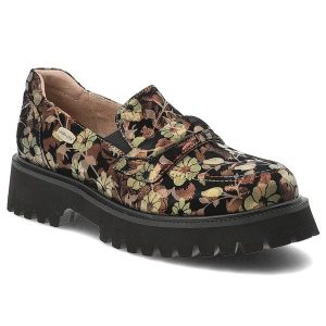 Brązowe Półbuty Laura Vita Eleganckie Wzorzyste Mokasyny Damskie. Brązowe półbuty LAURA VITA, bez wzorów, bez obcasa, bez zapięcia. Za 373,99 zł.