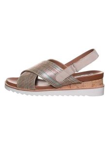 Ara Shoes Skórzane sandały ze wzorem na koturnie rozmiar: 42. Sandały Ara Shoes, bez wzorów, z otwartym noskiem, bez obcasa, na koturnie, bez zapięcia. Za 227,45 zł.