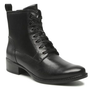 Trzewiki Lasocki. Czarne botki Lasocki, bez wzorów, bez obcasa, na płaskiej podeszwie, bez zapięcia. Za 189,99 zł.