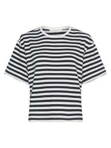 MOSS COPENHAGEN Koszulka "Kemba Bahara" w kolorze czarno-białym rozmiar: S/M. Białe bluzki Moss Copenhagen, m, bez wzorów, z bawełny, bez kołnierzyka, bez ramiączek. Za 113,99 zł.